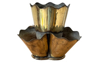 Rare, brass French florists vase comprising four flower vases