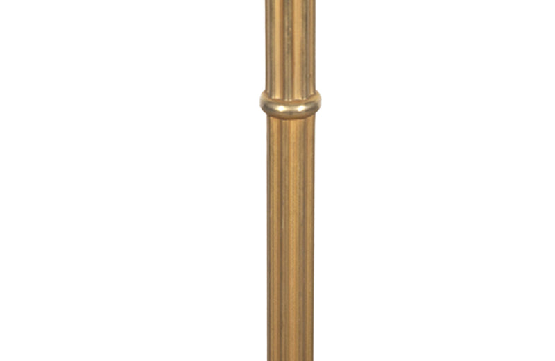 20th Century French stylish brass telescopic standard lamp with ringed reeded stem - mid century floor lamp