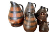 collection of six coopered wooden wine pitchers from the Burgundy region of France. Late 19th Century.