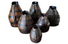 collection of six coopered wooden wine pitchers from the Burgundy region of France. Late 19th Century.