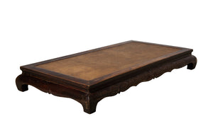  large antique northern Chinese Ming Dynasty style kang opium bed with cabriole legs and hand-carved frieze in scroll pattern C.1900