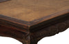  large antique northern Chinese Ming Dynasty style kang opium bed with cabriole legs and hand-carved frieze in scroll pattern C.1900
