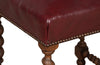 Early 20th century French oak barley twist stool upholstered in burgundy leather