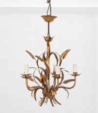 GILT METAL WHEAT SHEAF CHANDELIER