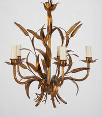 GILT METAL WHEAT SHEAF CHANDELIER