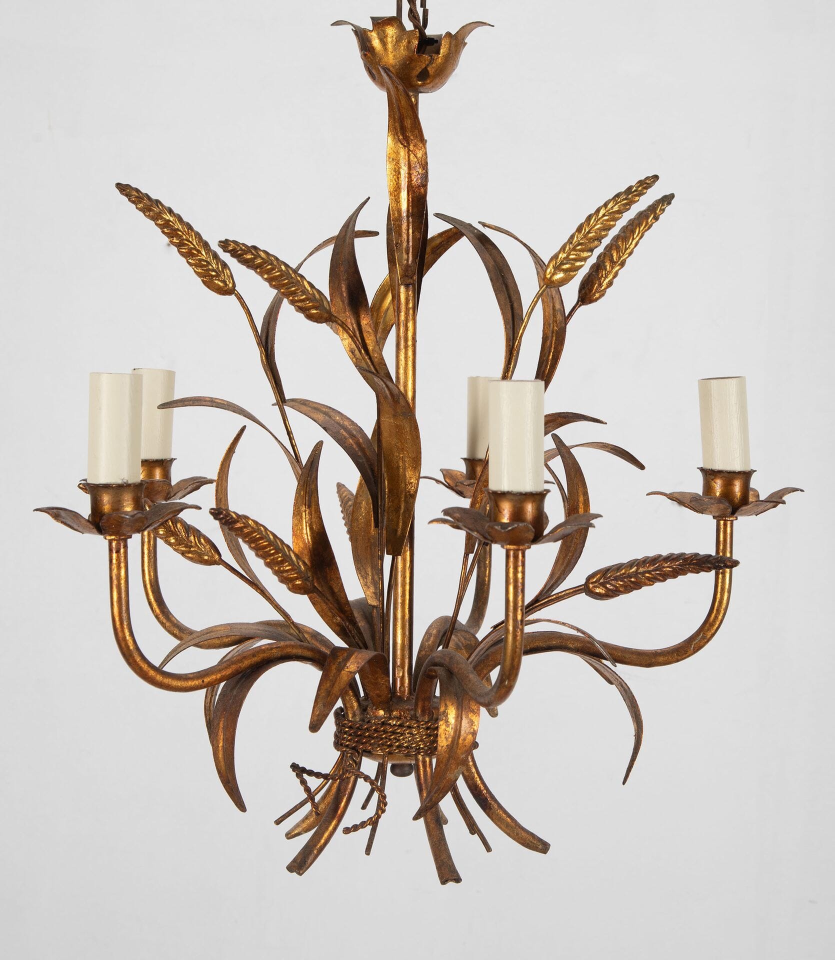 GILT METAL WHEAT SHEAF CHANDELIER