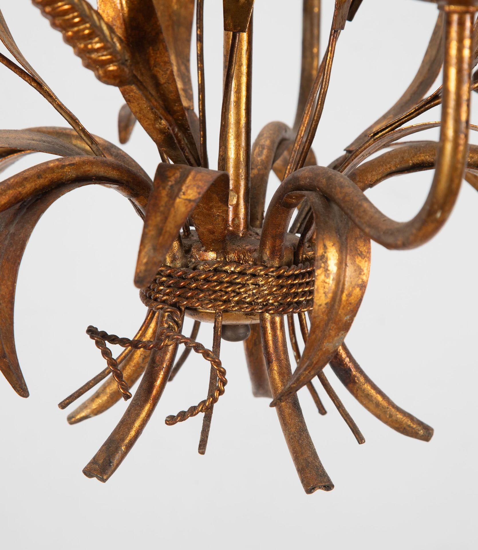 GILT METAL WHEAT SHEAF CHANDELIER