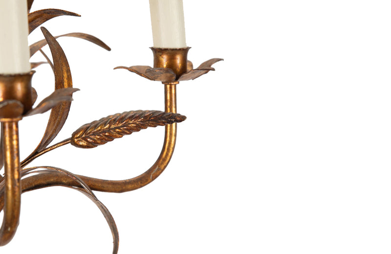 GILT METAL WHEAT SHEAF CHANDELIER