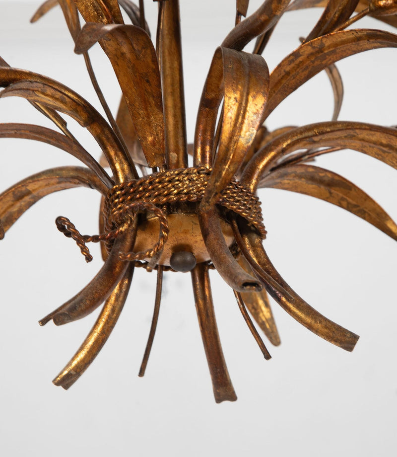 GILT METAL WHEAT SHEAF CHANDELIER