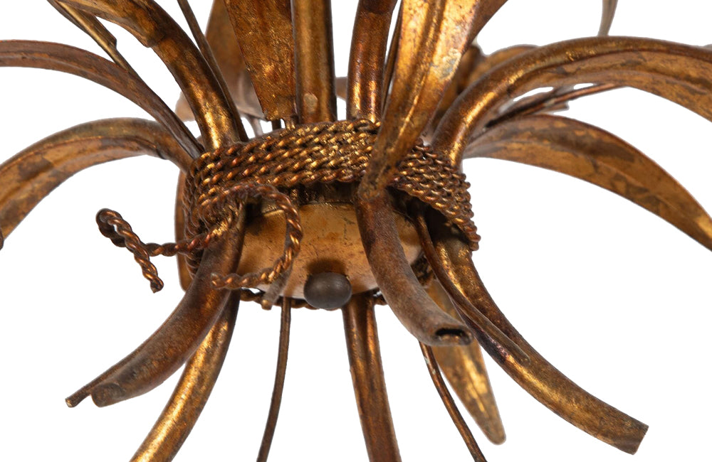 GILT METAL WHEAT SHEAF CHANDELIER