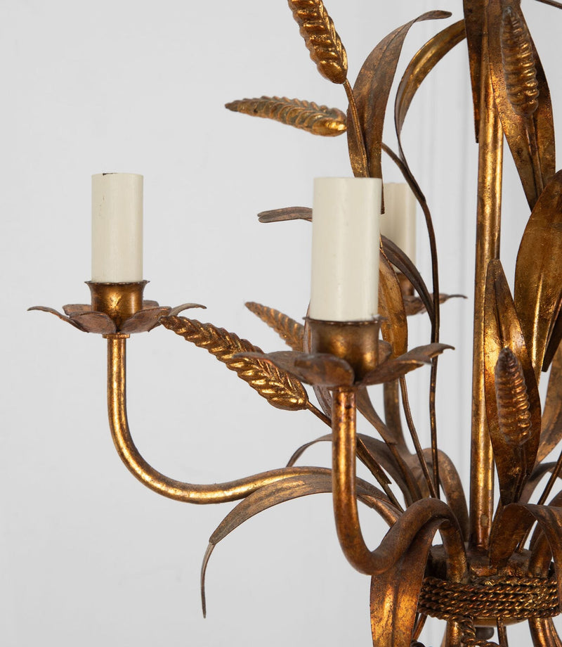 GILT METAL WHEAT SHEAF CHANDELIER