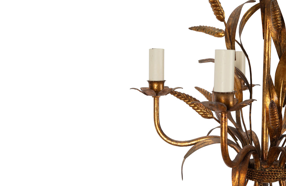GILT METAL WHEAT SHEAF CHANDELIER