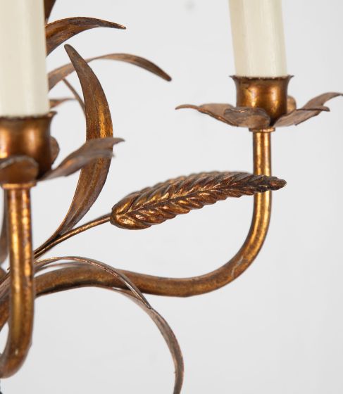 GILT METAL WHEAT SHEAF CHANDELIER