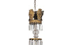 French Antique Chandelier with four tiers in gilt brass and crystal srops