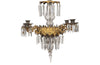 French Antique Chandelier with four tiers in gilt brass and crystal srops