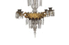 French Antique Chandelier with four tiers in gilt brass and crystal srops