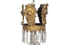 French Antique Chandelier with four tiers in gilt brass and crystal srops