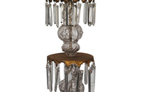 French Antique Chandelier with four tiers in gilt brass and crystal srops