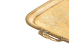 Large 19th century French brass serving tray with two handles embellished with a foliate flourish