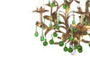 Mid century French gilt metal chandelier with foliate decoration and green drops - Mid Century Chandelier - Mid Century Lighting