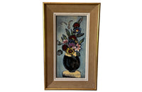 Pair of mid century framed still-life Vallauris ceramic tiles