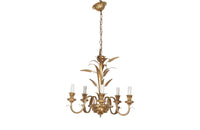 Hollywood Regency style, gilt tole, and giltwood wheat sheaf chandelier 