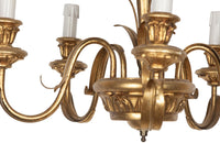 Hollywood Regency style, gilt tole, and giltwood wheat sheaf chandelier 
