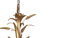 Hollywood Regency style, gilt tole, and giltwood wheat sheaf chandelier 