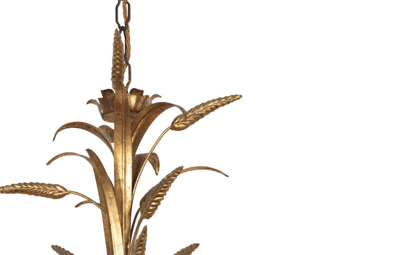 Hollywood Regency style, gilt tole, and giltwood wheat sheaf chandelier 