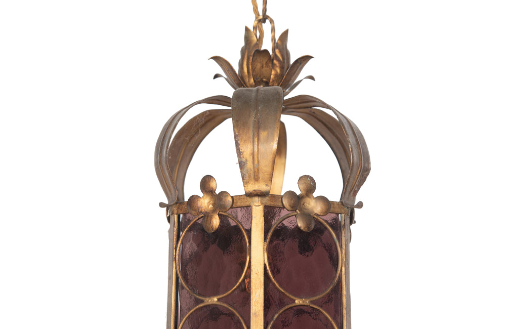 Mid 20th century small gilt iron Spanish lantern
