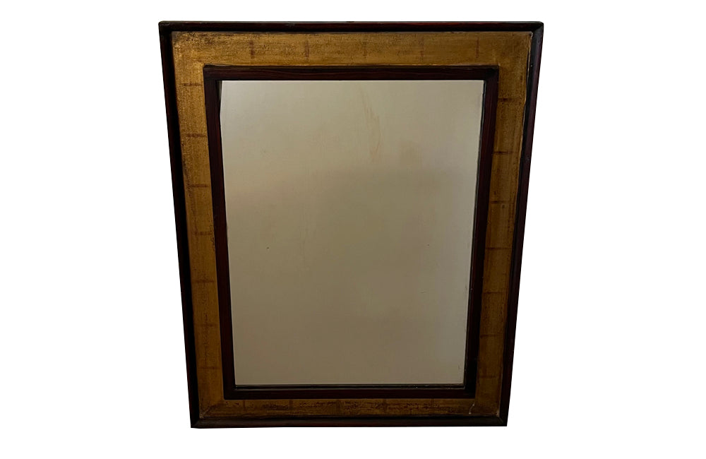Mid century mirror decorative painted mirror with recessed surround. 
