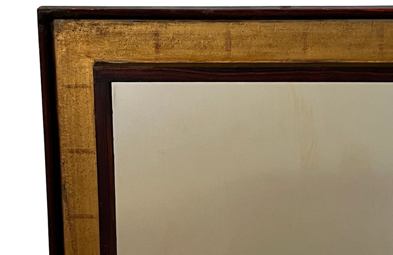 Mid century mirror decorative painted mirror with recessed surround.