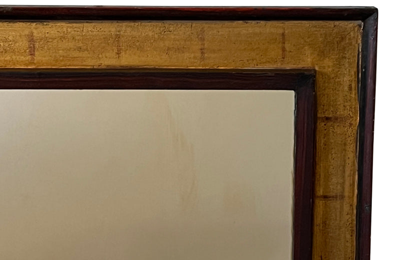 Mid century mirror decorative painted mirror with recessed surround.