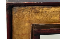 Mid century mirror decorative painted mirror with recessed surround.