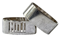 Pair of stylish Art Deco napkin rings with cut out Moi & Toi decoration [Me & You]. Circa 1930.