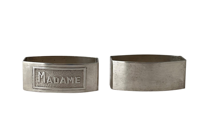 PAIR OF ART DECO MADAME & MONSIEUR NAPKIN RINGS