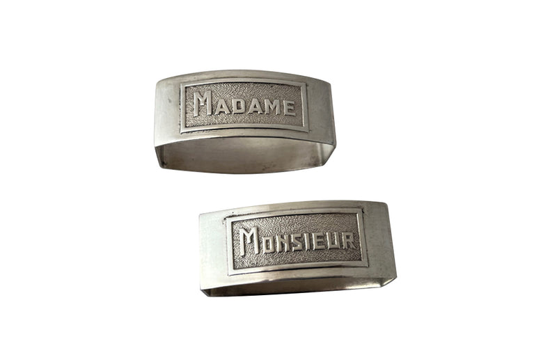 PAIR OF ART DECO MADAME & MONSIEUR NAPKIN RINGS