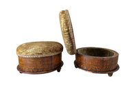 Antique Italian round upholstered lidded footstools - Antique Furniture - Antique Stools - AD & PS Antiques