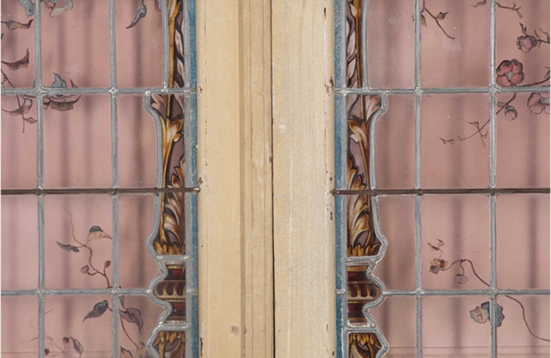 beautiful pair of 19th century stained glass panel doors.