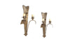 Pair of 20th Century very stylish Spanish gilt iron wall appliques by Ferro Art - Vintage Wall Lights