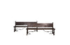 Pair of large Spanish oak benches with backs. Carved legs and decorative wrought iron stretchers. 