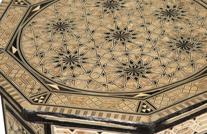 pair of Syrian Moorish style octagonal side tables with mother-of-pearl inlay