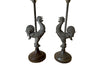 Charming pair of French mounted zinc cockerel table lamps. First half of the 20th Century,