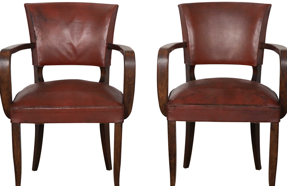 SET OF FOUR LEATHER BRIDGE CHAIRS