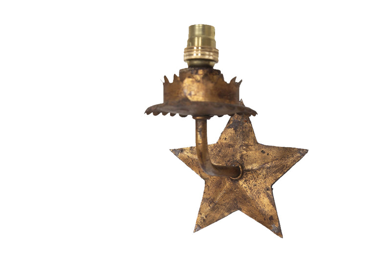 set of mid century gilt iron wall sconces in the form of stars.