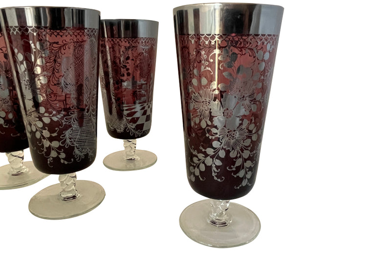 SET OF SIX MURANO TALL GLASSES