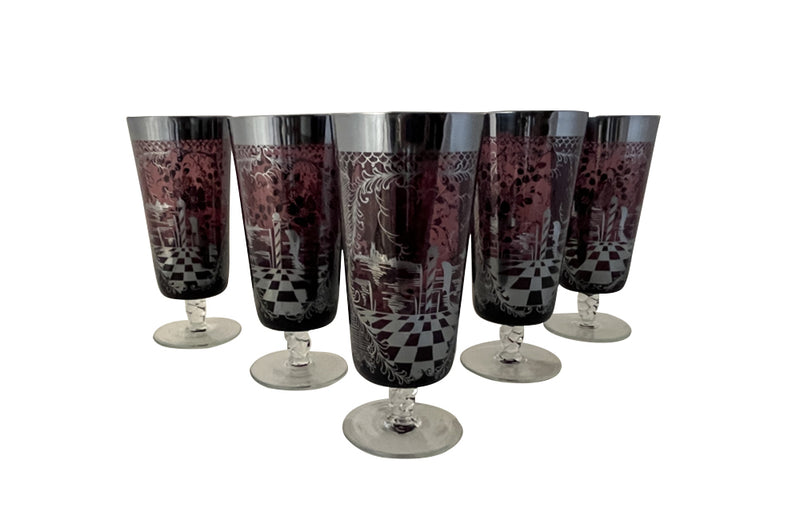 SET OF SIX MURANO TALL GLASSES