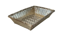 Elegant, mid century rectangular French silver plate woven basket.