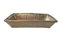 Elegant, mid century rectangular French silver plate woven basket.