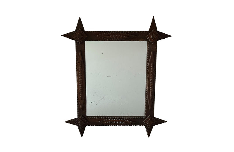 Antique Mirror - French - Art-Populaire folk art mirror - French Antiques - Decorative Antiques - AD & PS Antiques